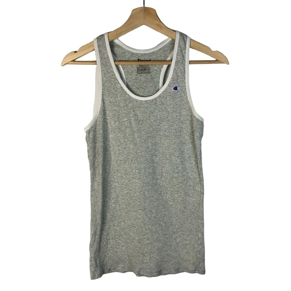 Champion Light Gray Ribbed Fitted Racerback Athletic Tank Top L